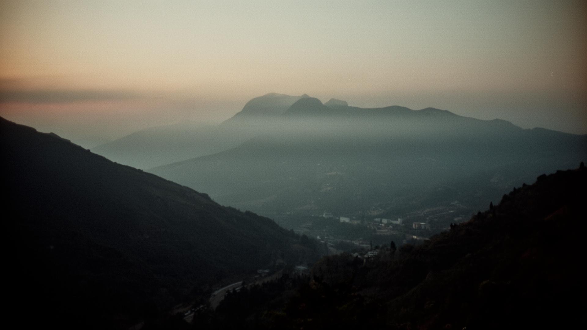 Cinematic mountain landscape at dawn